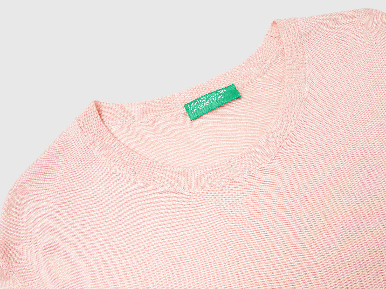 Maglia manica lunga in misto seta da donna rosa tenue 3 | Benetton Outlet