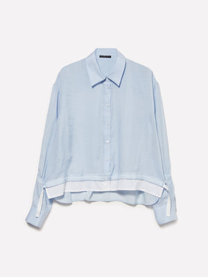 Camicia cropped azzurra a righe