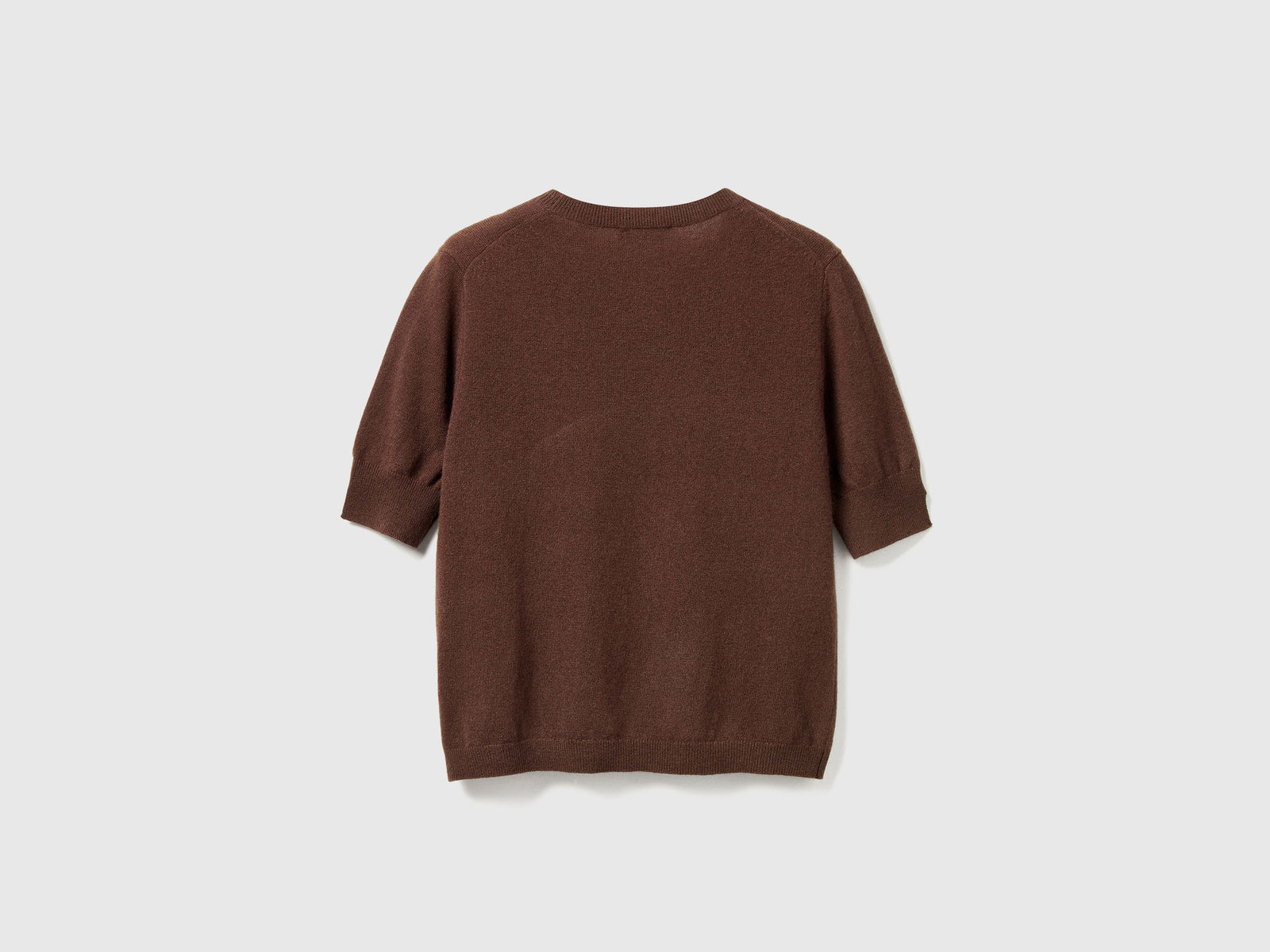 Maglia manica corta in pura lana Merino da donna marrone 2 | Benetton Outlet