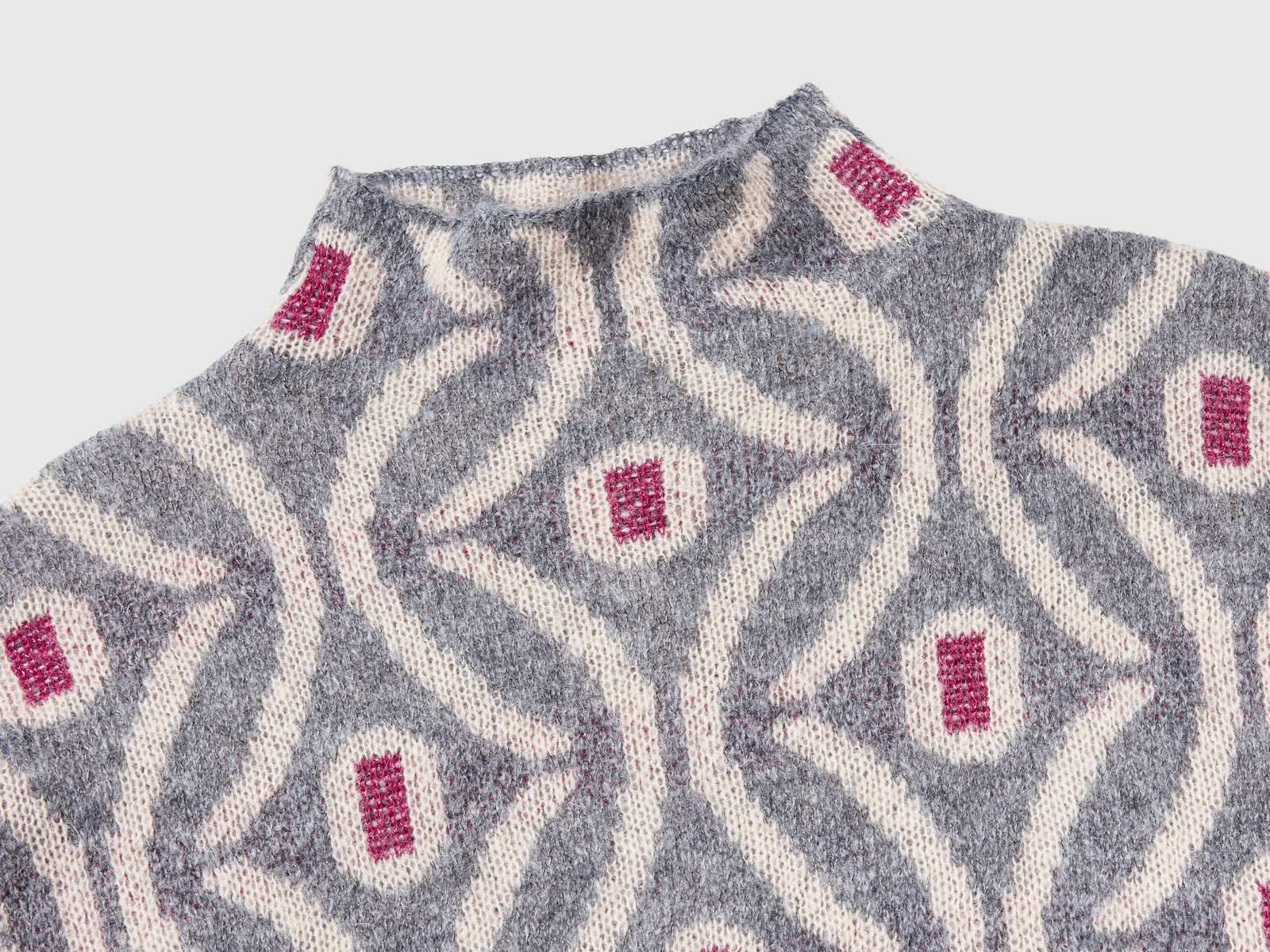 Maglia lupetto jacquard da donna grigio 3 | Benetton Outlet