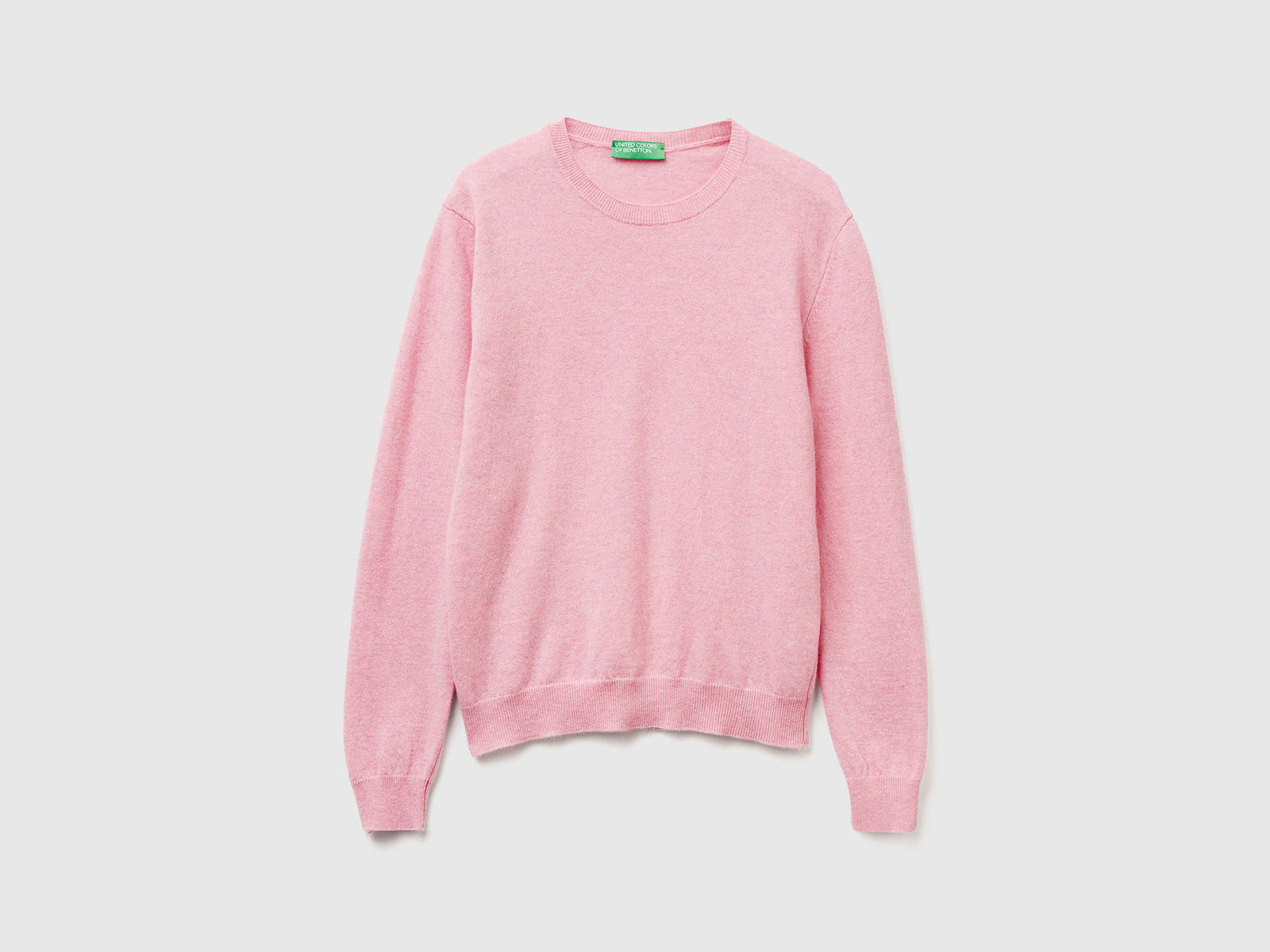 Maglia girocollo in lana Merino da donna rosa | Benetton Outlet