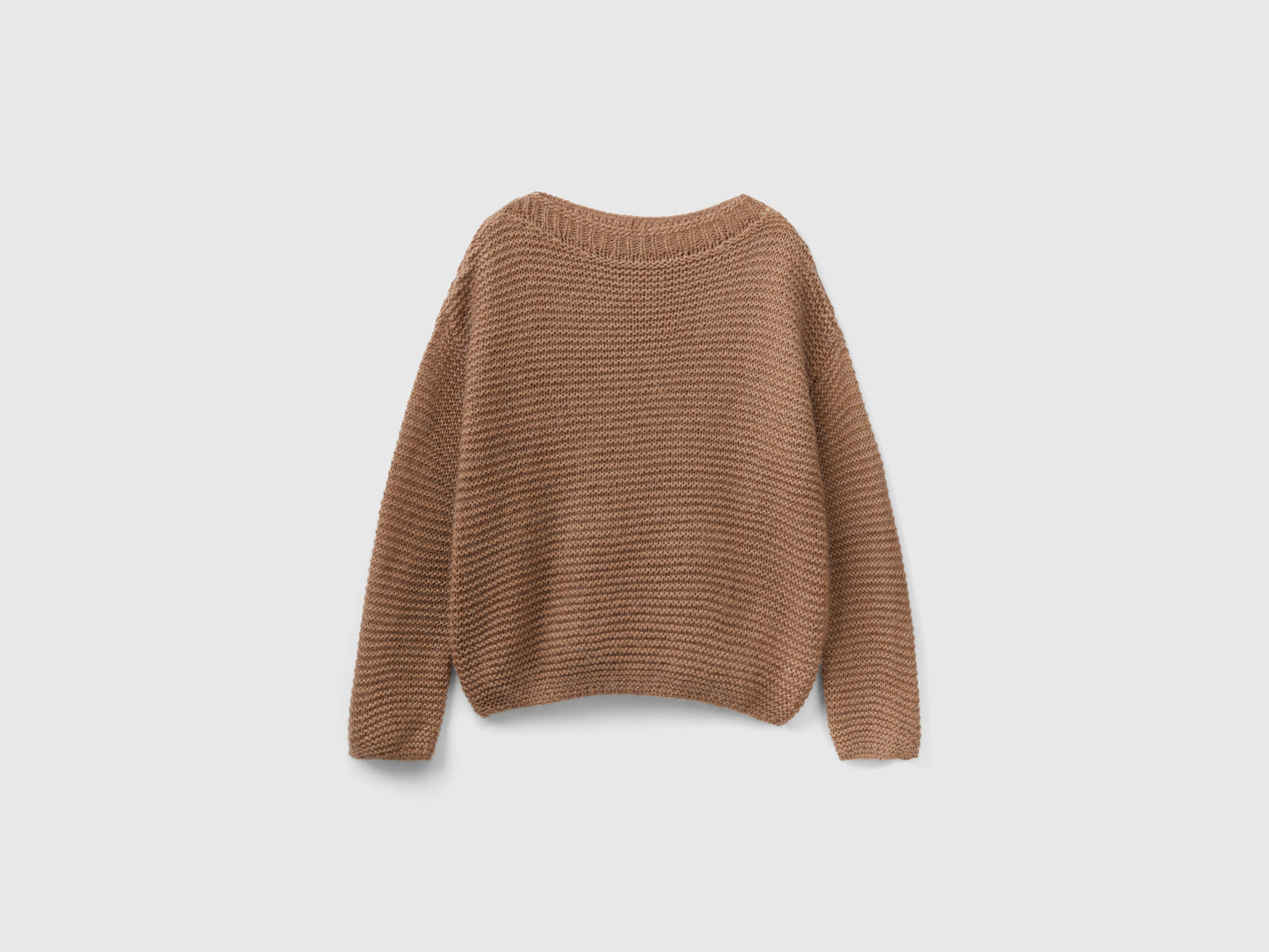Maglia con scollo a barchetta da donna cammello | Benetton Outlet
