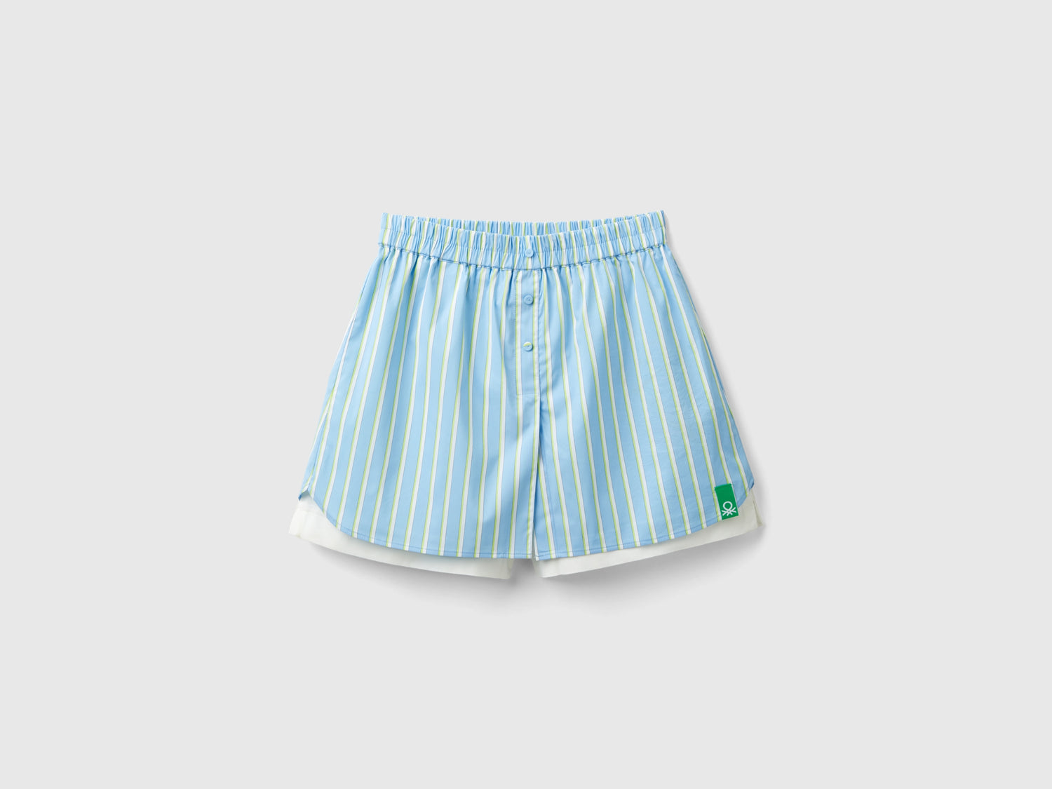 Shorts boxer a righe da donna celeste | Benetton Outlet