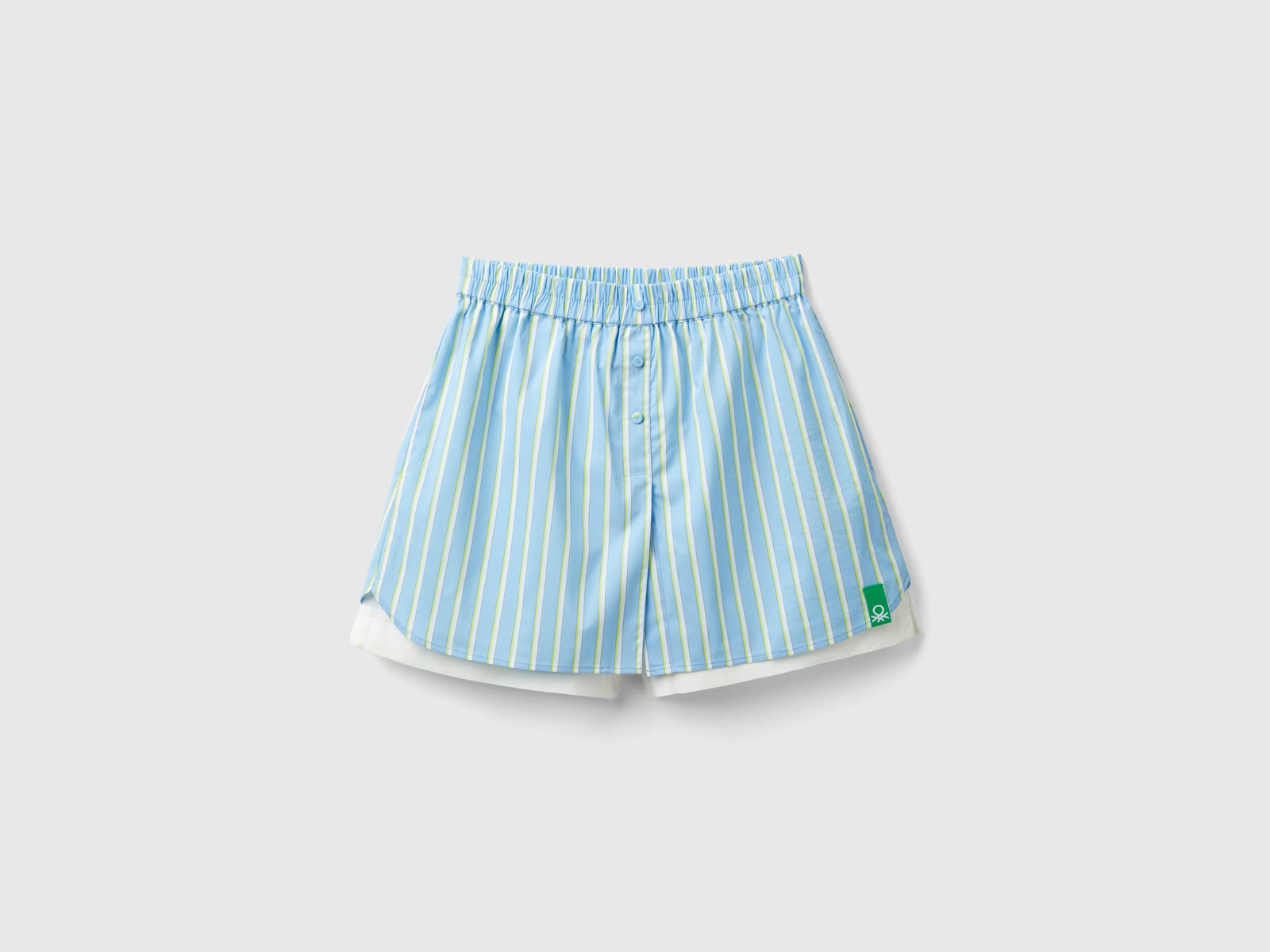 Shorts boxer a righe da donna celeste | Benetton Outlet