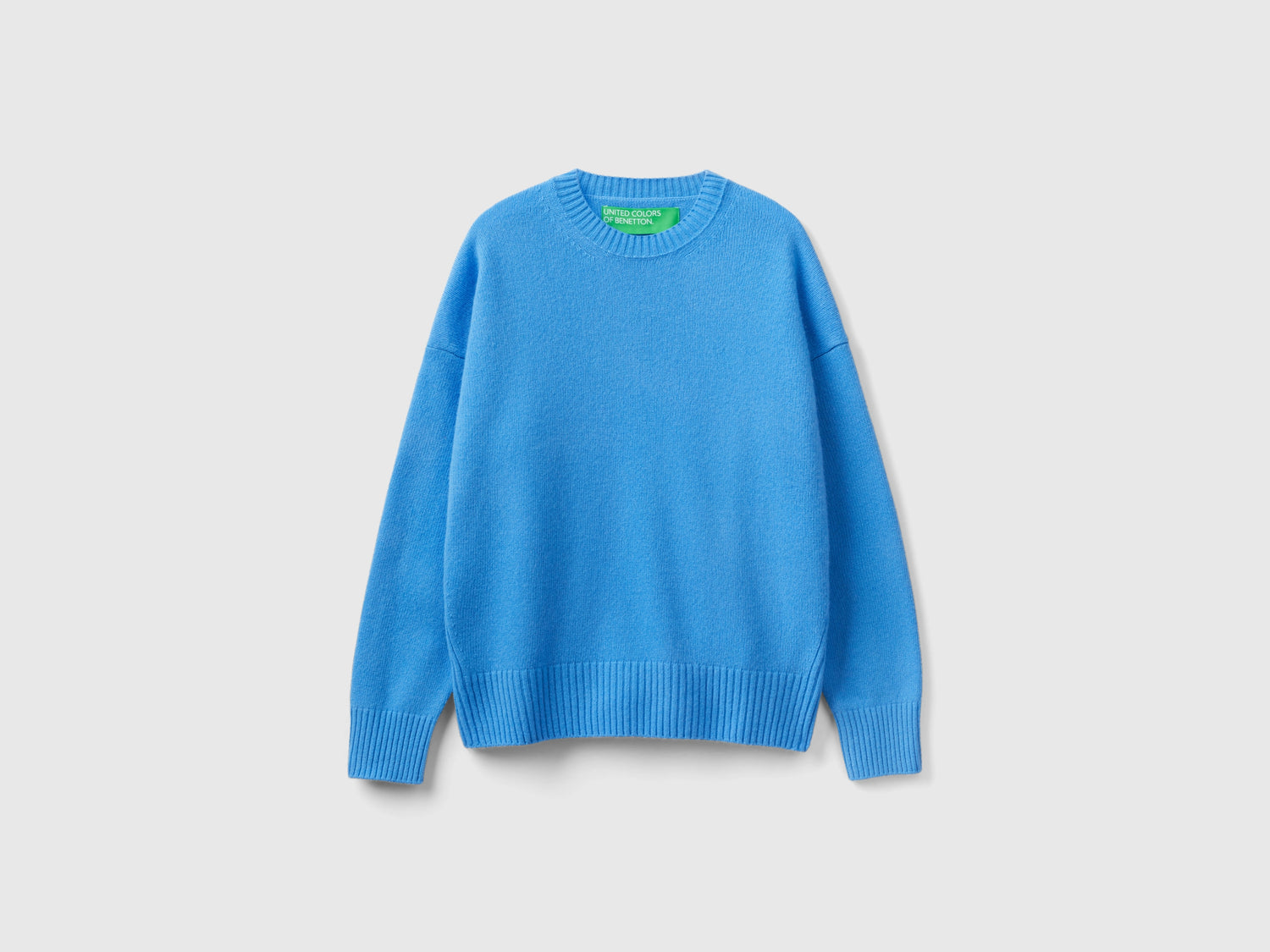 Maglia boxy fit in misto lana da donna azzurro | Benetton Outlet