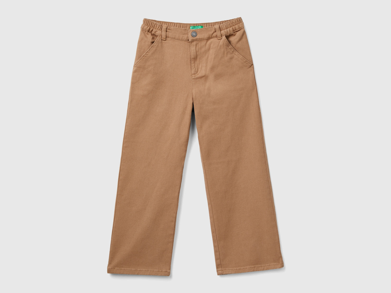 Pantaloni a vita alta straight fit da bambina cammello | Benetton Outlet