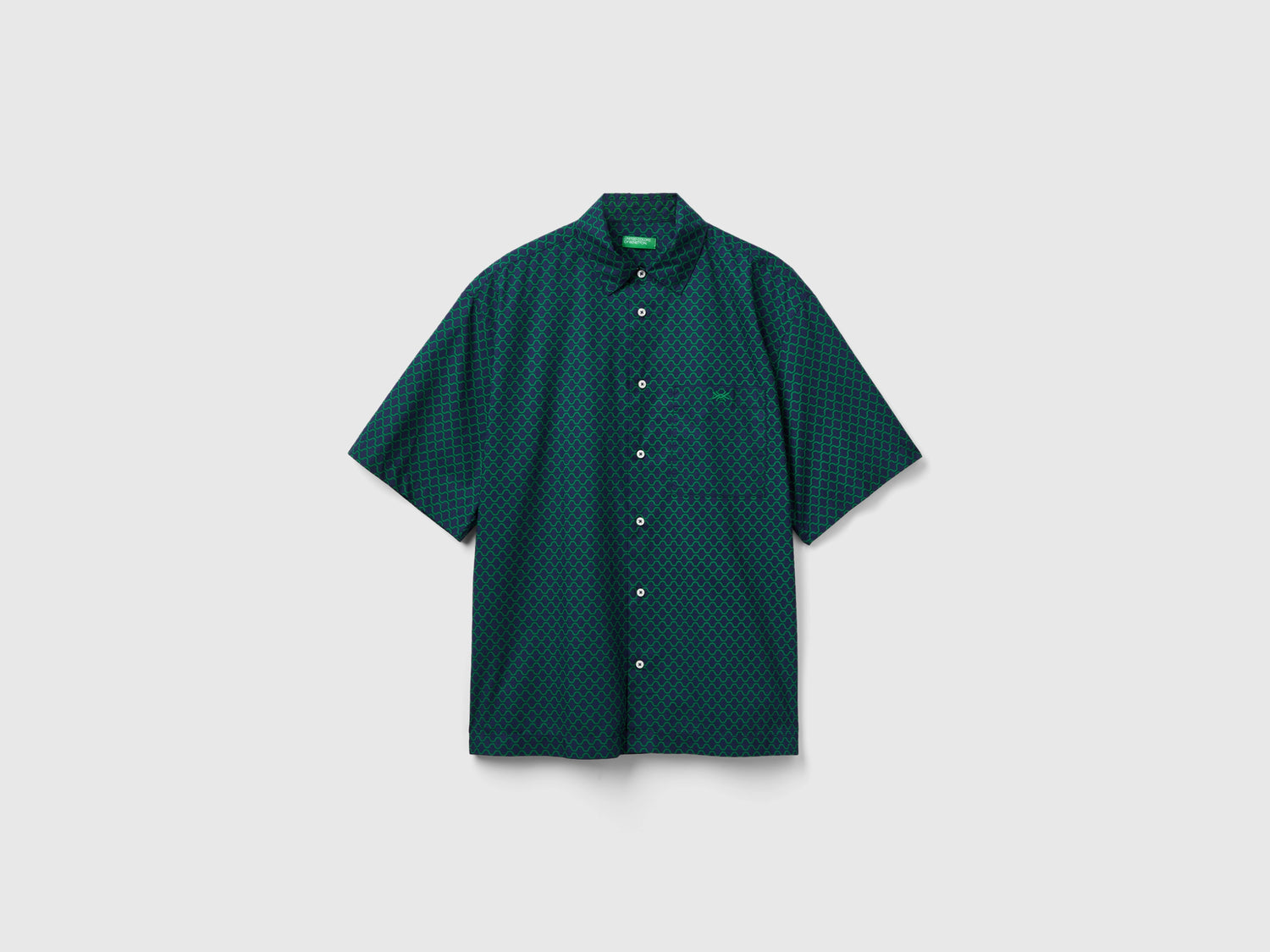 Camicia con motivo onde da uomo verde scuro | Benetton Outlet