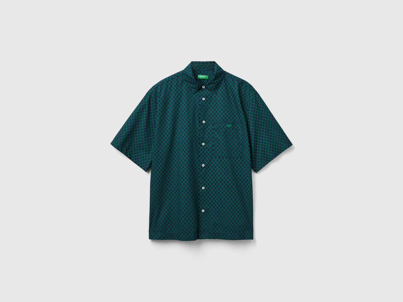 Camicia con motivo onde da uomo verde scuro | Benetton Outlet