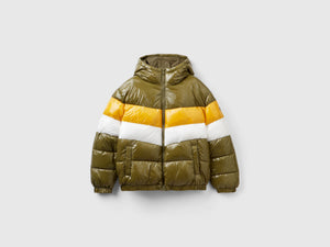Piumino color block over fit