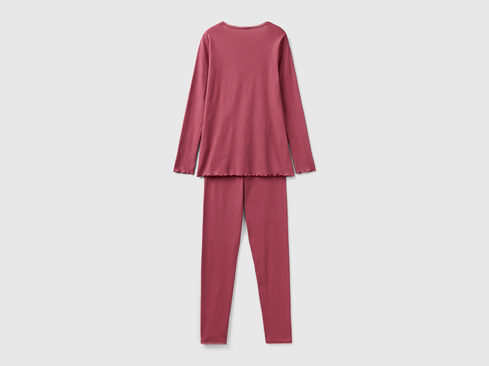 Pigiama in cotone a fibra lunga da donna malva scuro 2 | Benetton Outlet