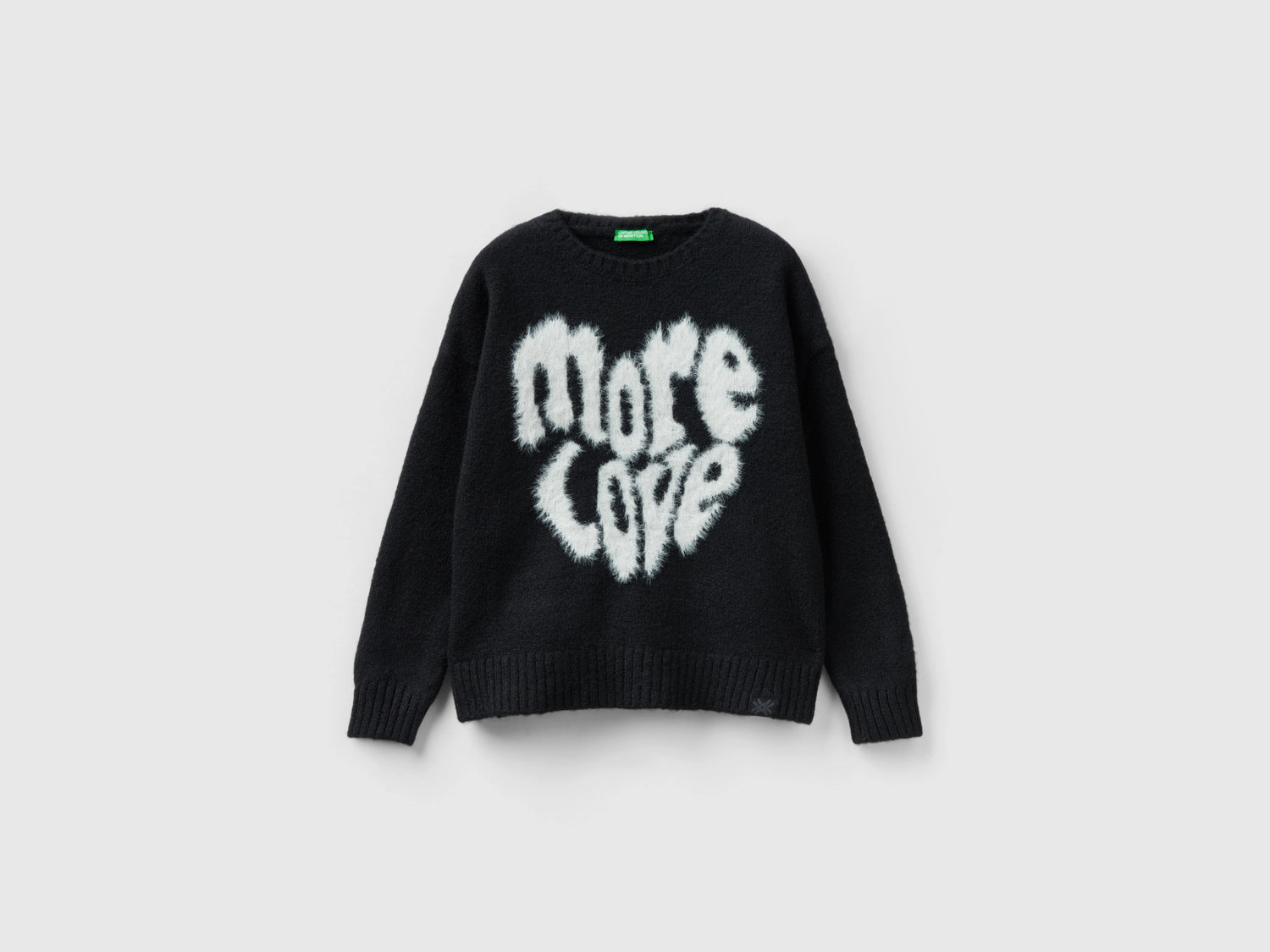 Maglia boxy fit con intarsio da bambina nero | Benetton Outlet