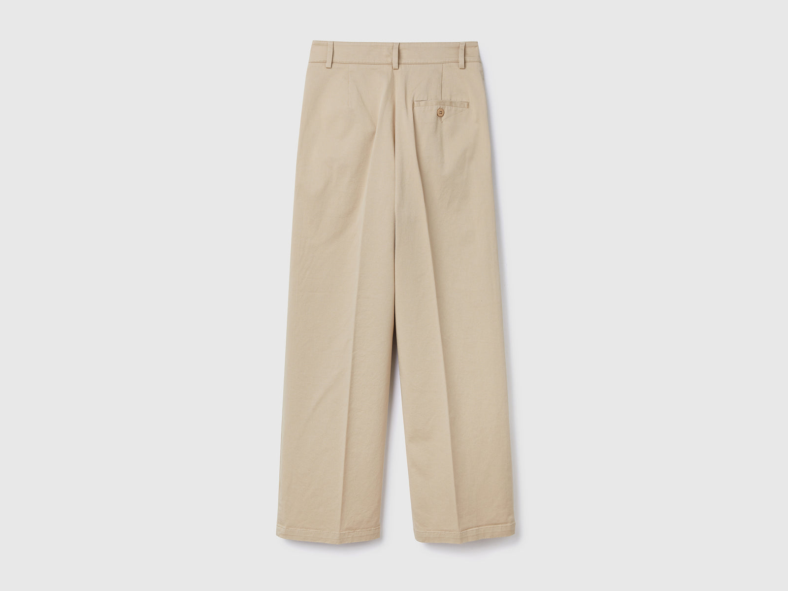 Pantaloni lunghi in twill di cotone elasticizzato da donna beige 2 | Benetton Outlet