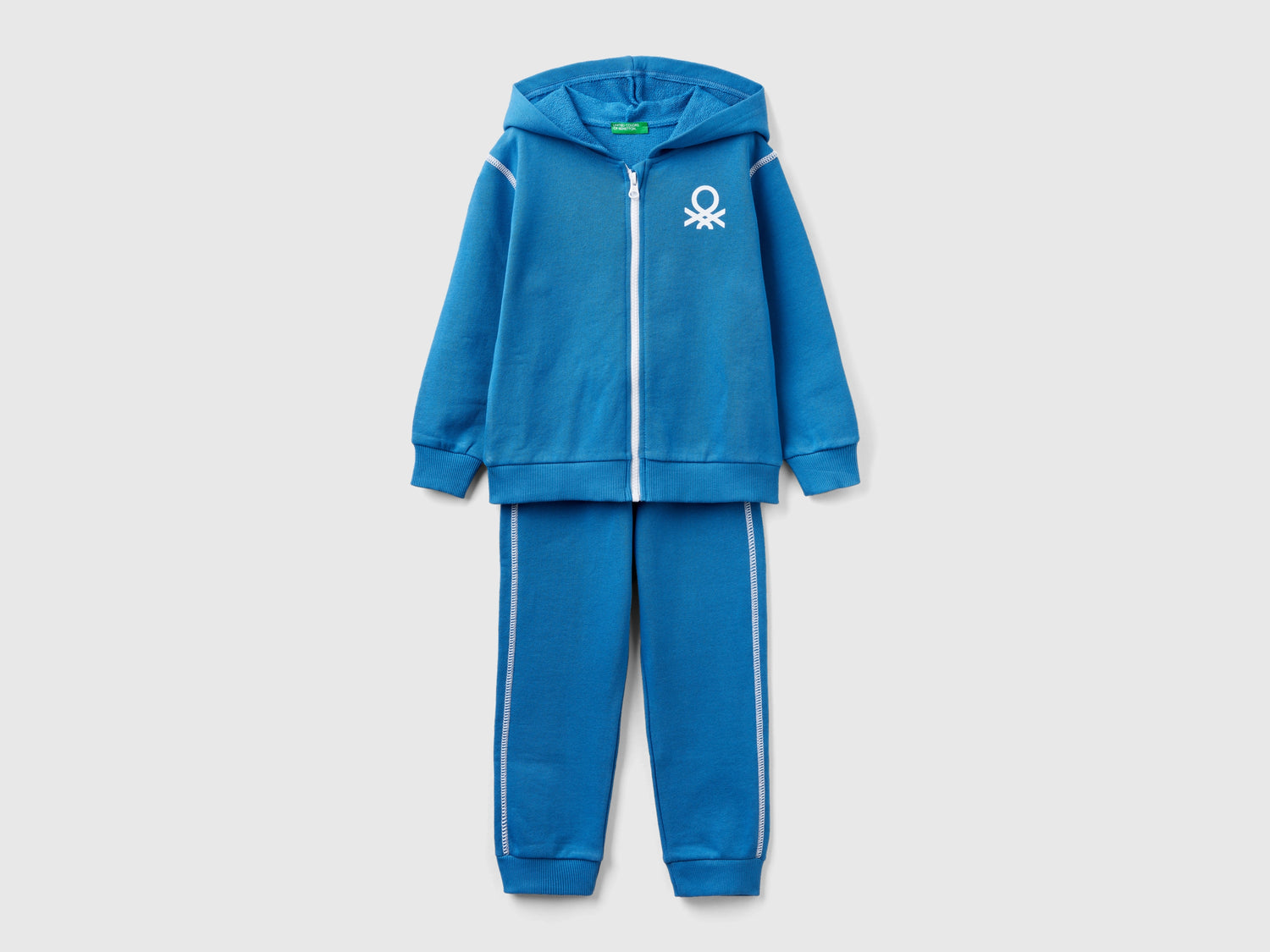 Tuta in felpa 100% cotone da bimbo blu | Benetton Outlet