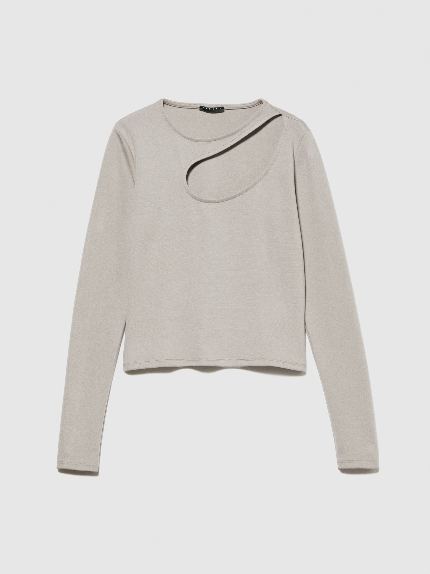 T-shirt slim fit con oblò da donna tortora | Sisley Outlet