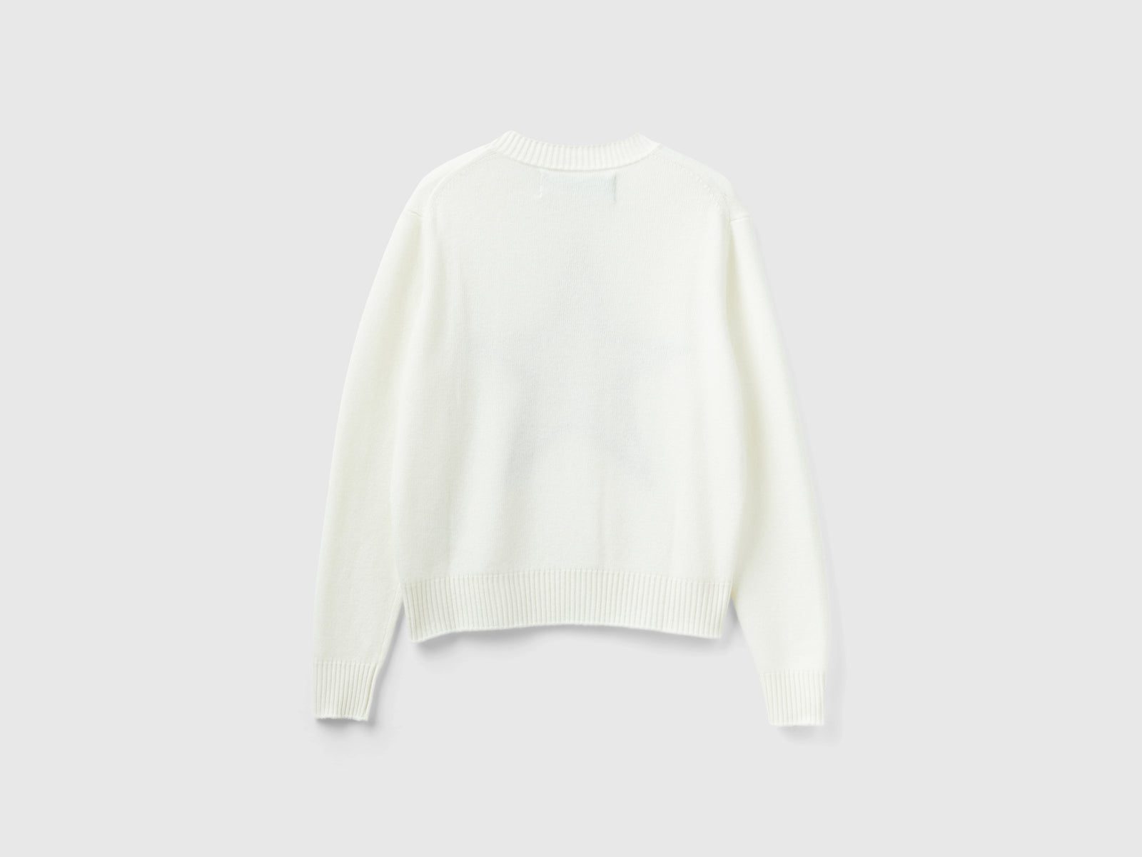 Maglia con stella in lurex da donna bianco 2 | Benetton Outlet