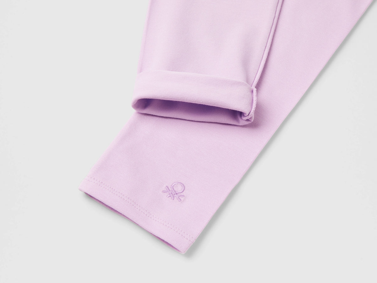 Leggings in cotone stretch con logo