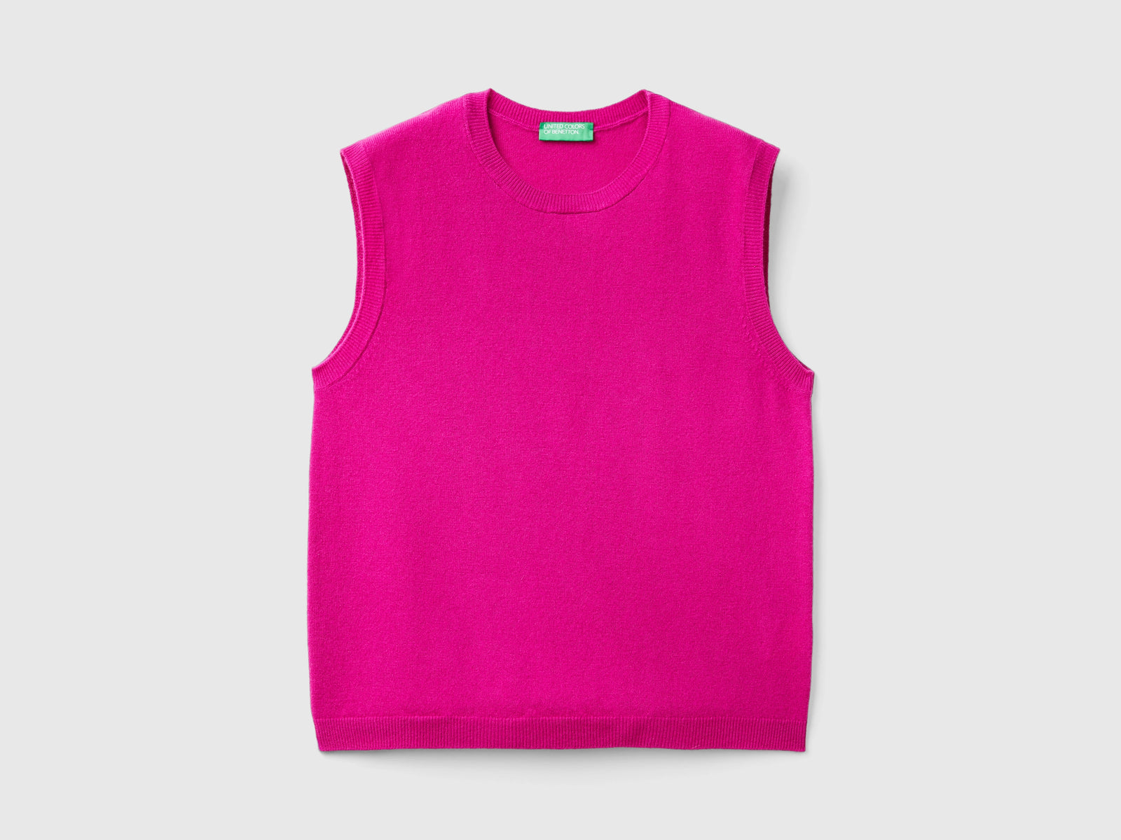 Gilet in pura lana Merino da donna ciclamino | Benetton Outlet