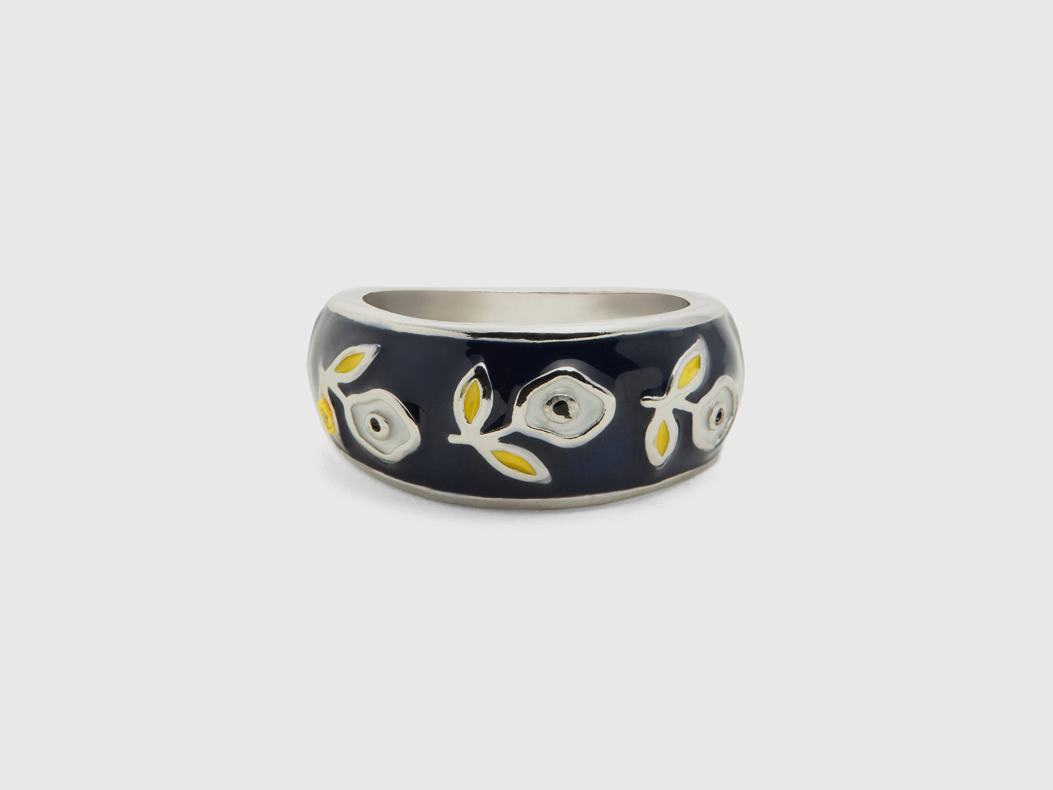 Anello a fascia con fiori da donna blu scuro | Benetton Outlet