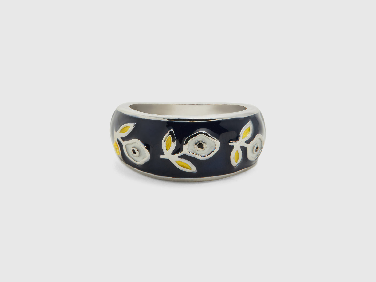 Anello a fascia con fiori da donna blu scuro | Benetton Outlet