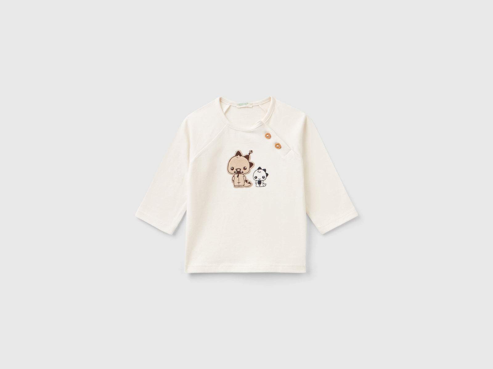 Maglietta in caldo cotone stretch da neonato bianco panna | Benetton Outlet