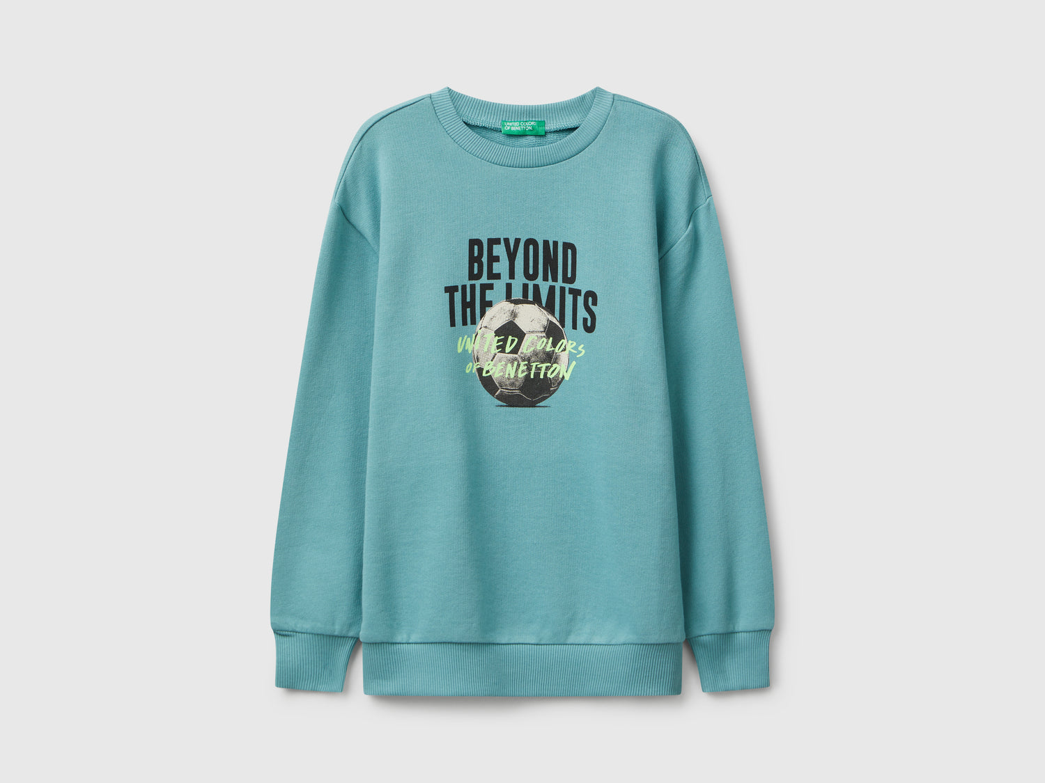 Felpa con stampa slogan da bambino celeste | Benetton Outlet