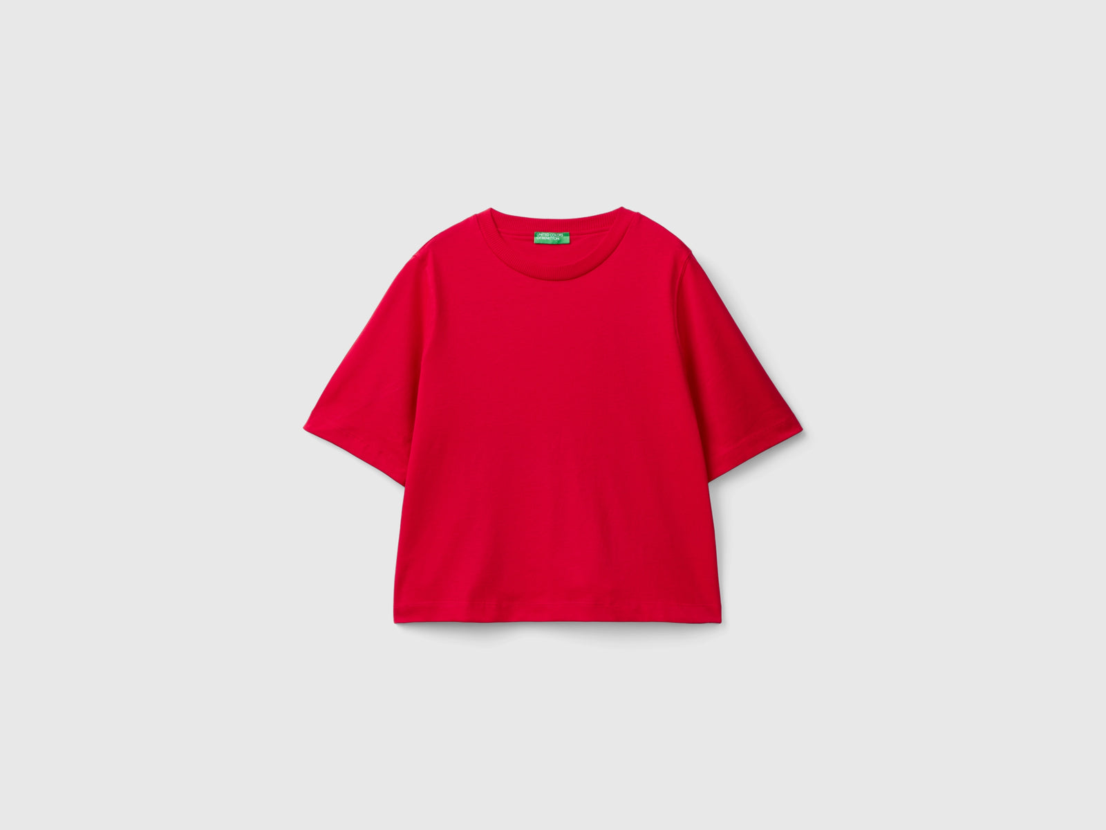 T-shirt boxy fit 100% cotone da donna rosso | Benetton Outlet