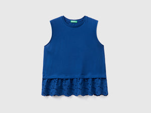 T-shirt girocollo smanicata in puro cotone dalla vestibilità boxy