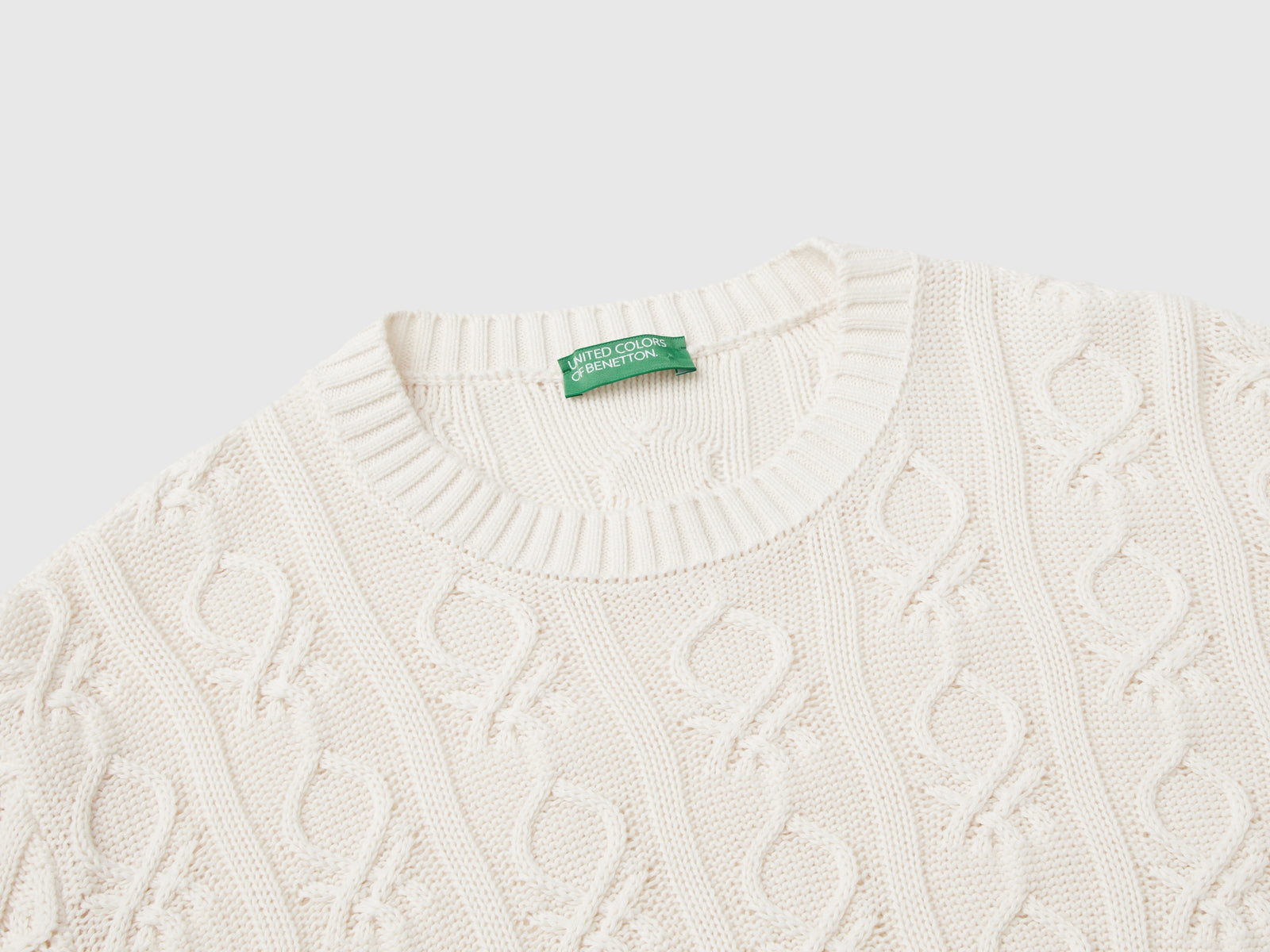 Maglione Monogram 100% cotone da uomo bianco panna 3 | Benetton Outlet