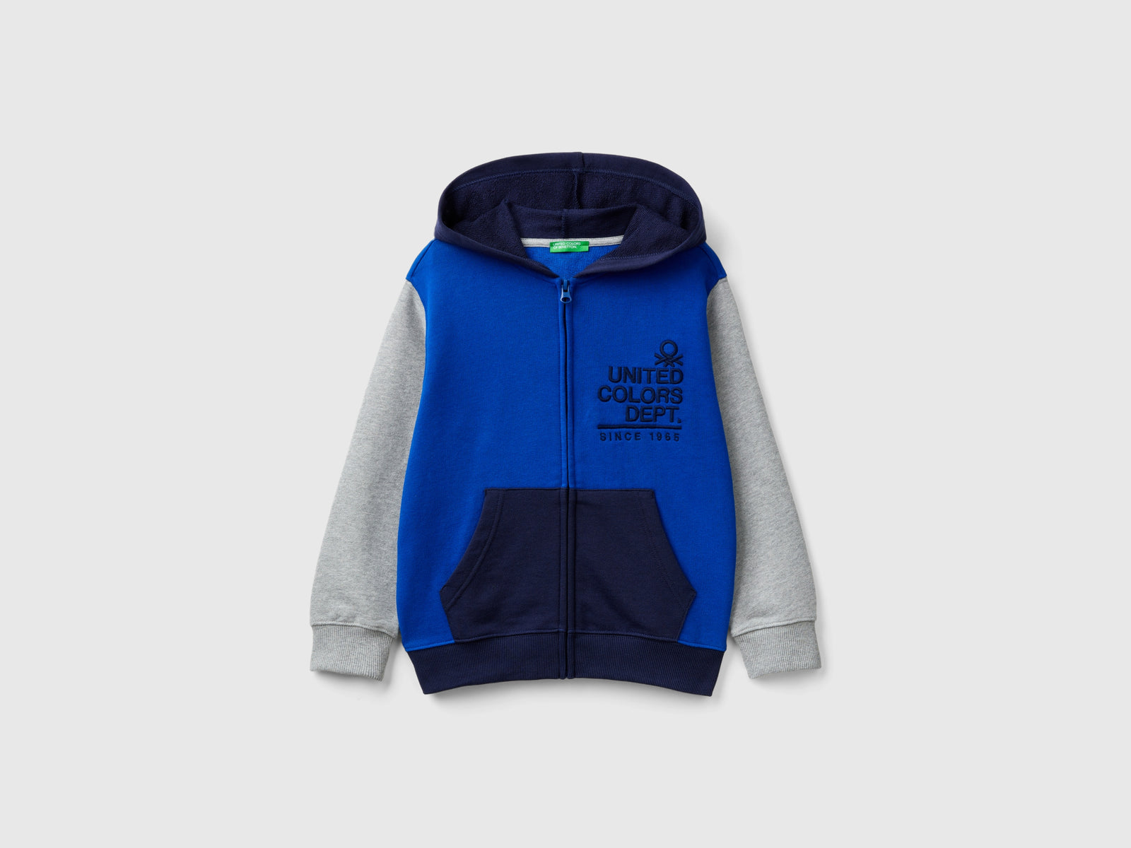 Felpa con zip e ricamo logo da bambino multi-color | Benetton Outlet