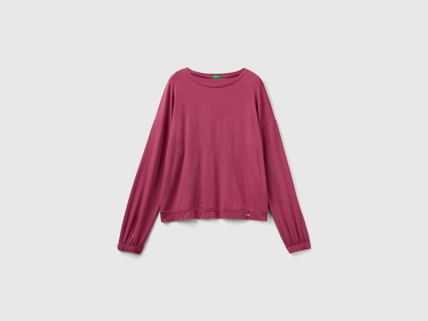 T-shirt in misto viscosa stretch da donna malva scuro | Benetton Outlet