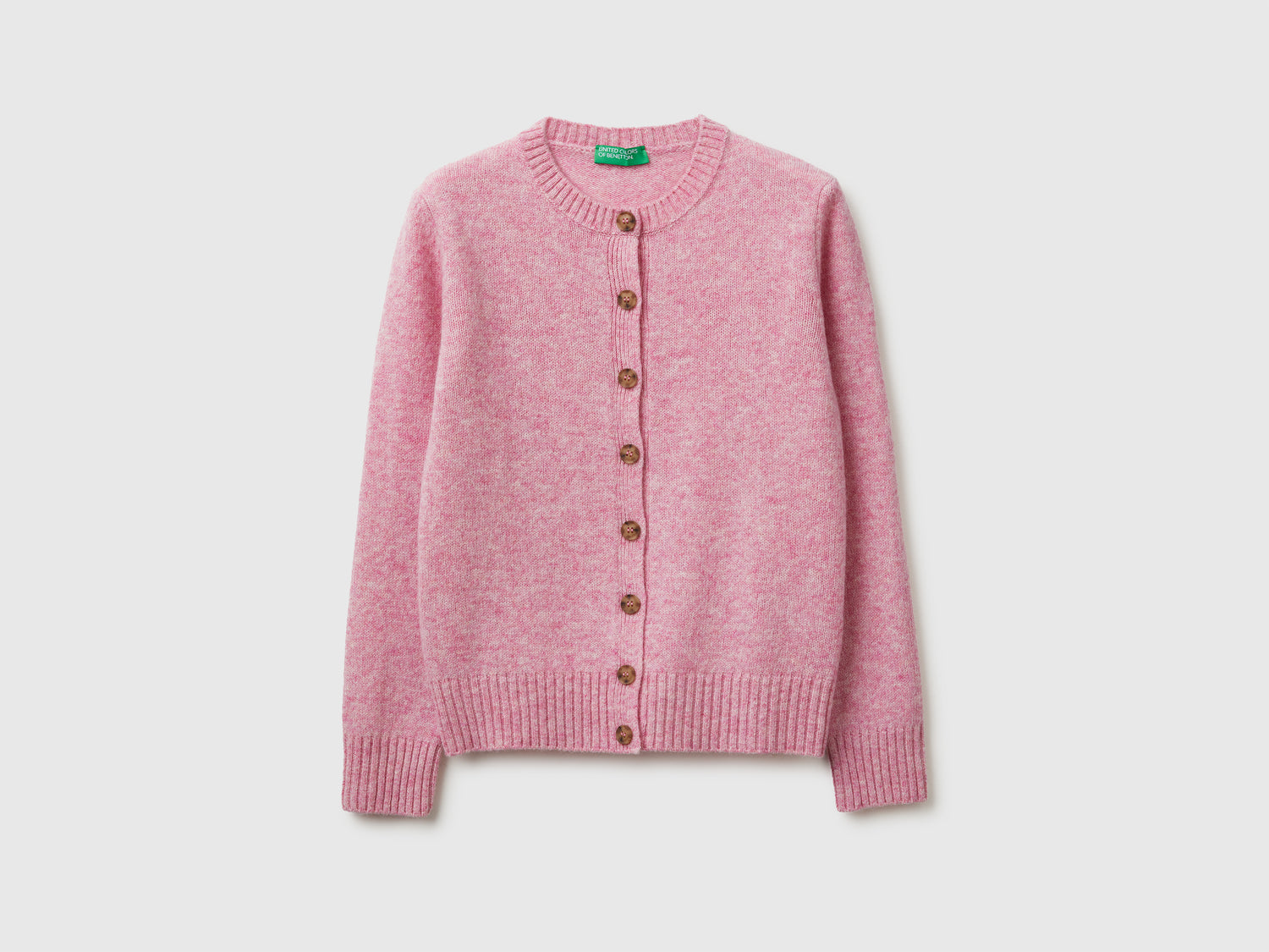 Cardigan in pura lana Shetland da donna rosa | Benetton Outlet