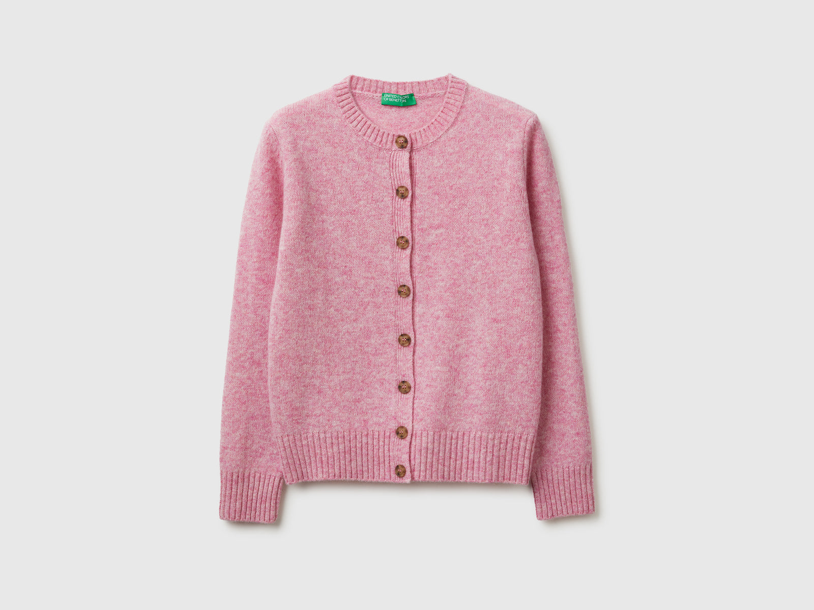 Cardigan in pura lana Shetland da donna rosa | Benetton Outlet