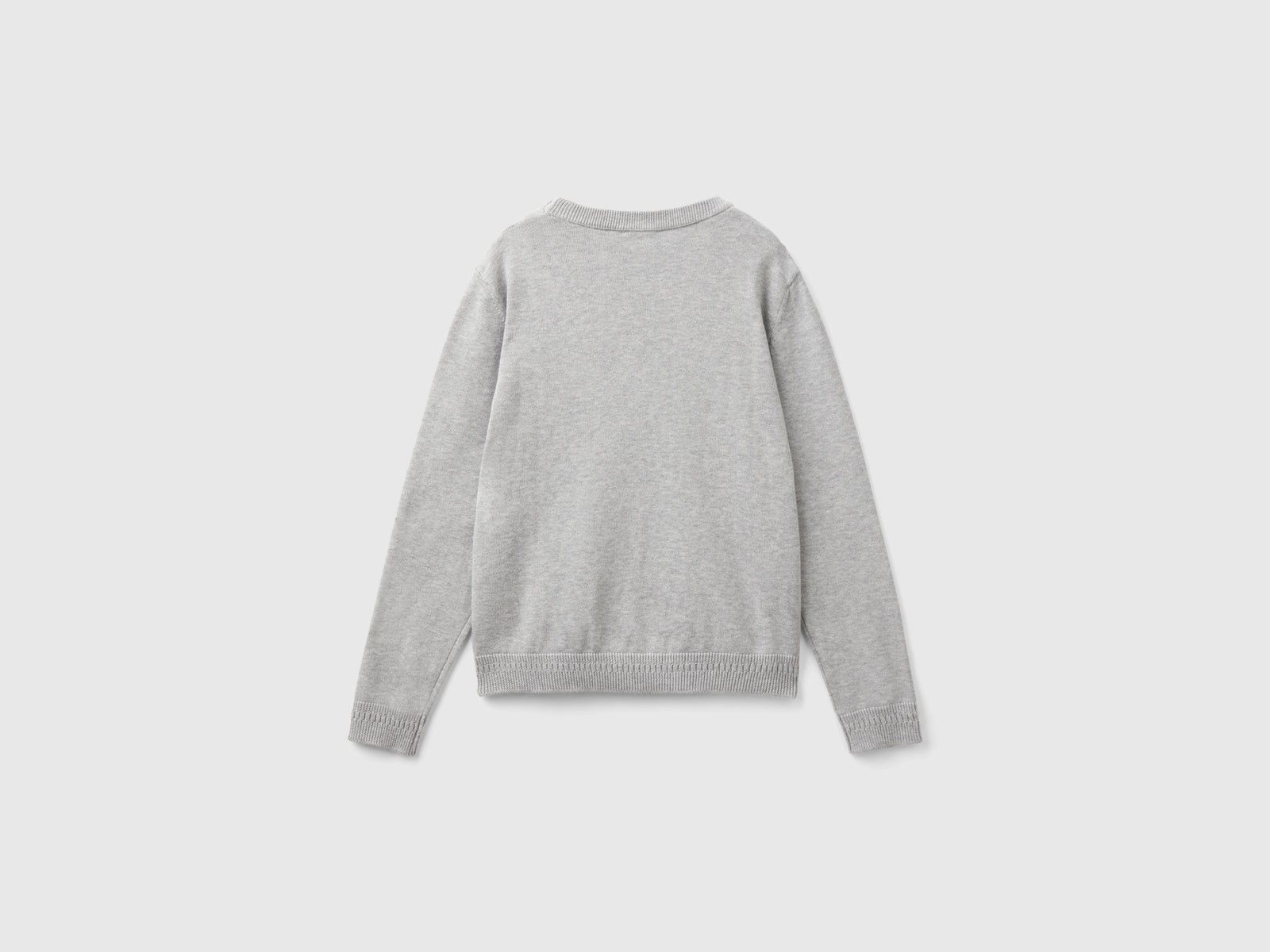Maglia girocollo 100% cotone da bambino grigio chiaro 2 | Benetton Outlet