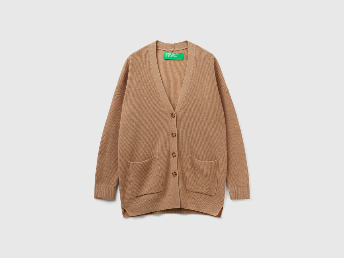 Cardigan over fit in misto lana
