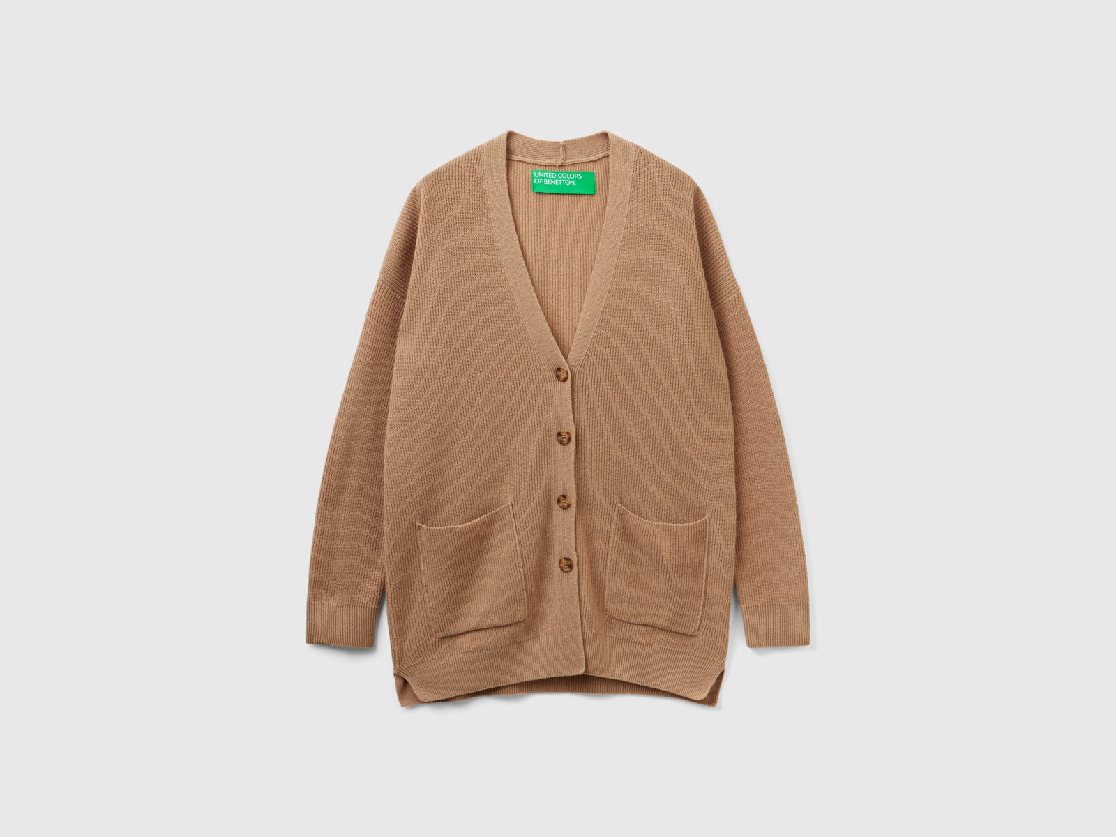 Cardigan over fit in misto lana da donna cammello 2 | Benetton Outlet