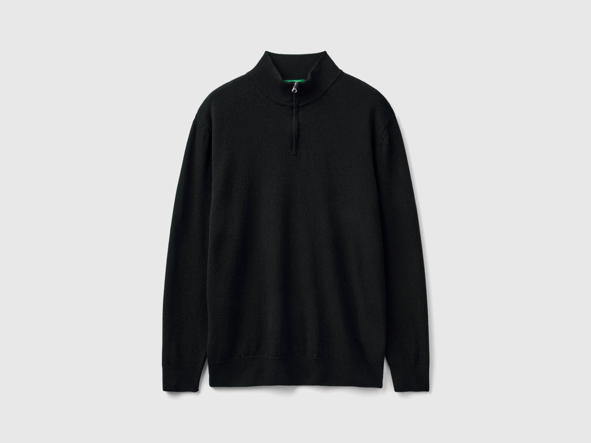Maglia zippata in 100% lana Merino