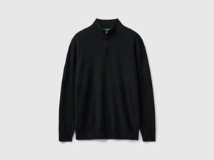 Maglia zippata in 100% lana Merino