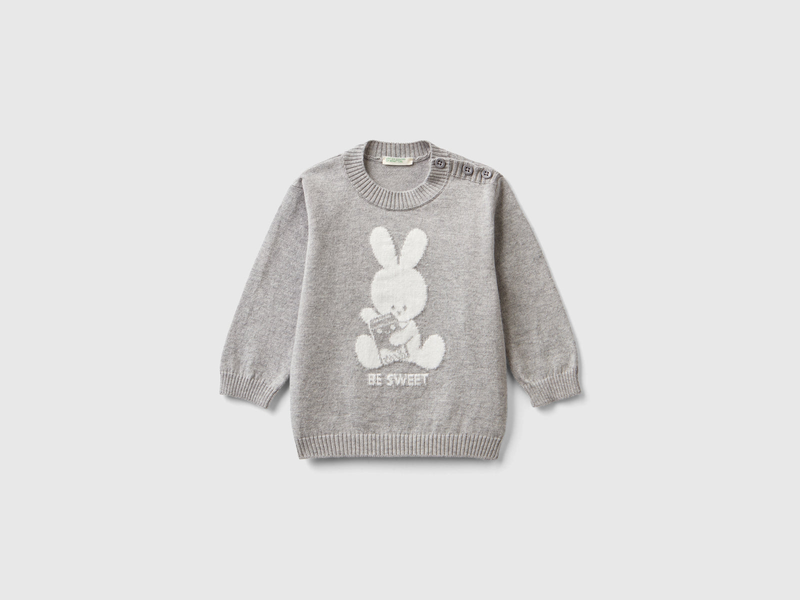Maglia in caldo cotone con intarsio da neonato grigio chiaro | Benetton Outlet