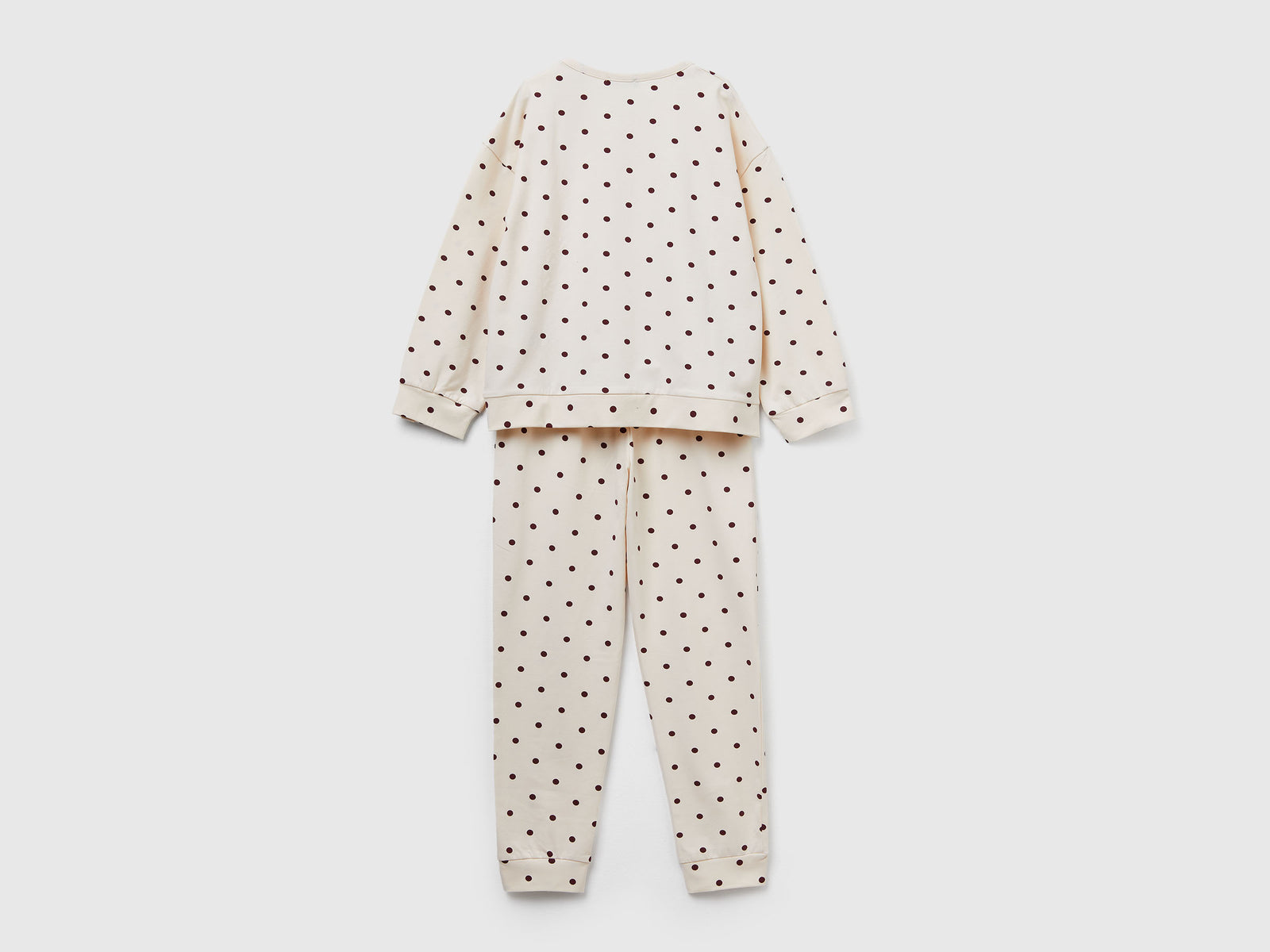 Caldo pigiama a pois da bambina bianco panna 2 | Benetton Outlet