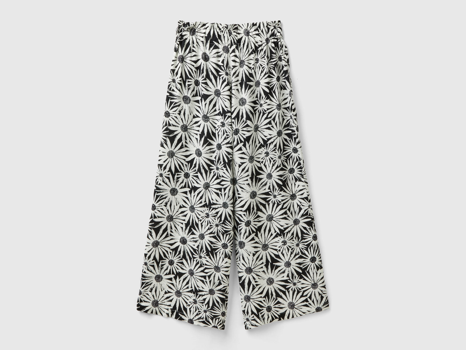 Pantaloni con stampa floreale da donna nero 2 | Benetton Outlet