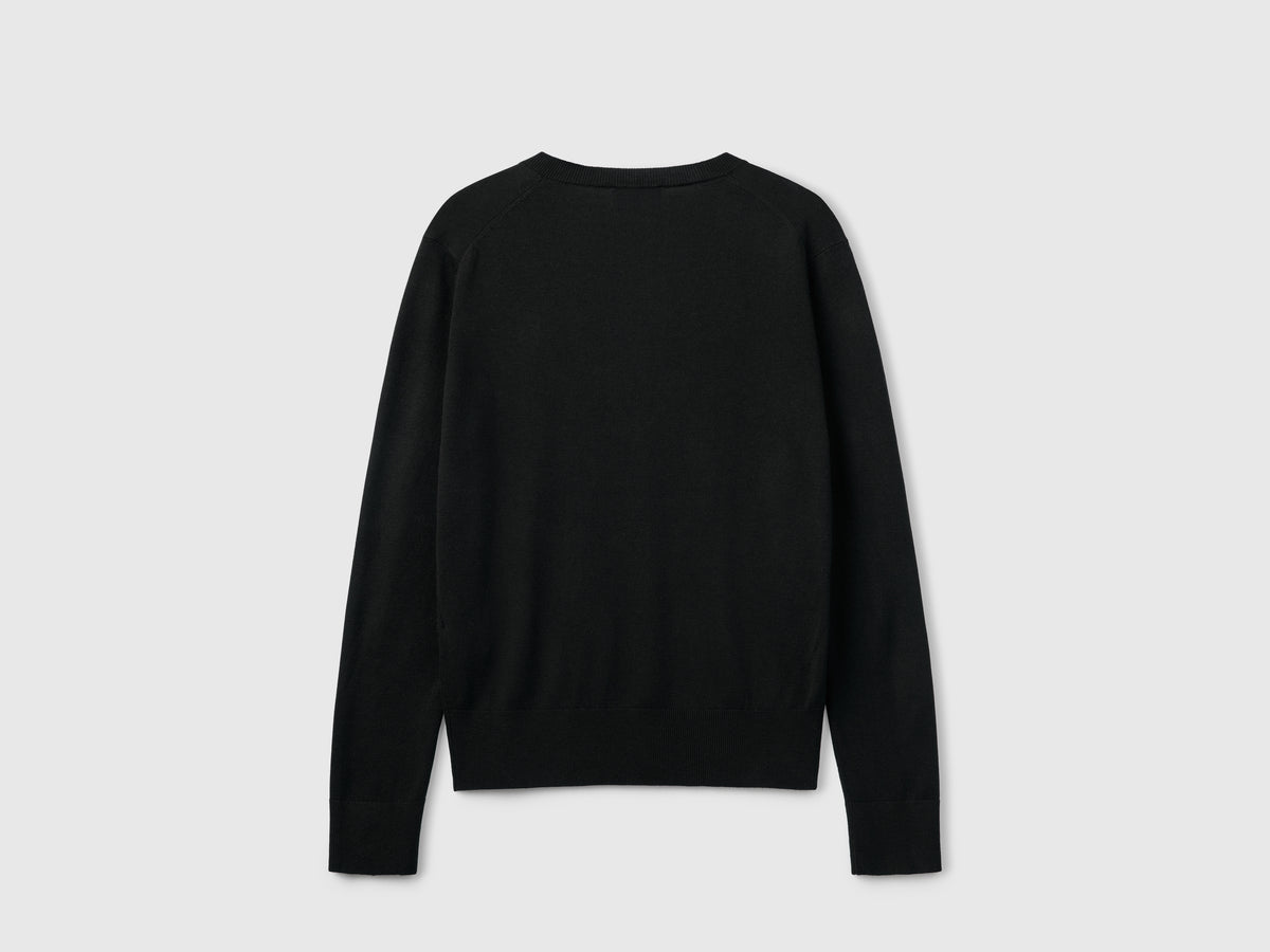 Maglia con scollo a V in misto seta