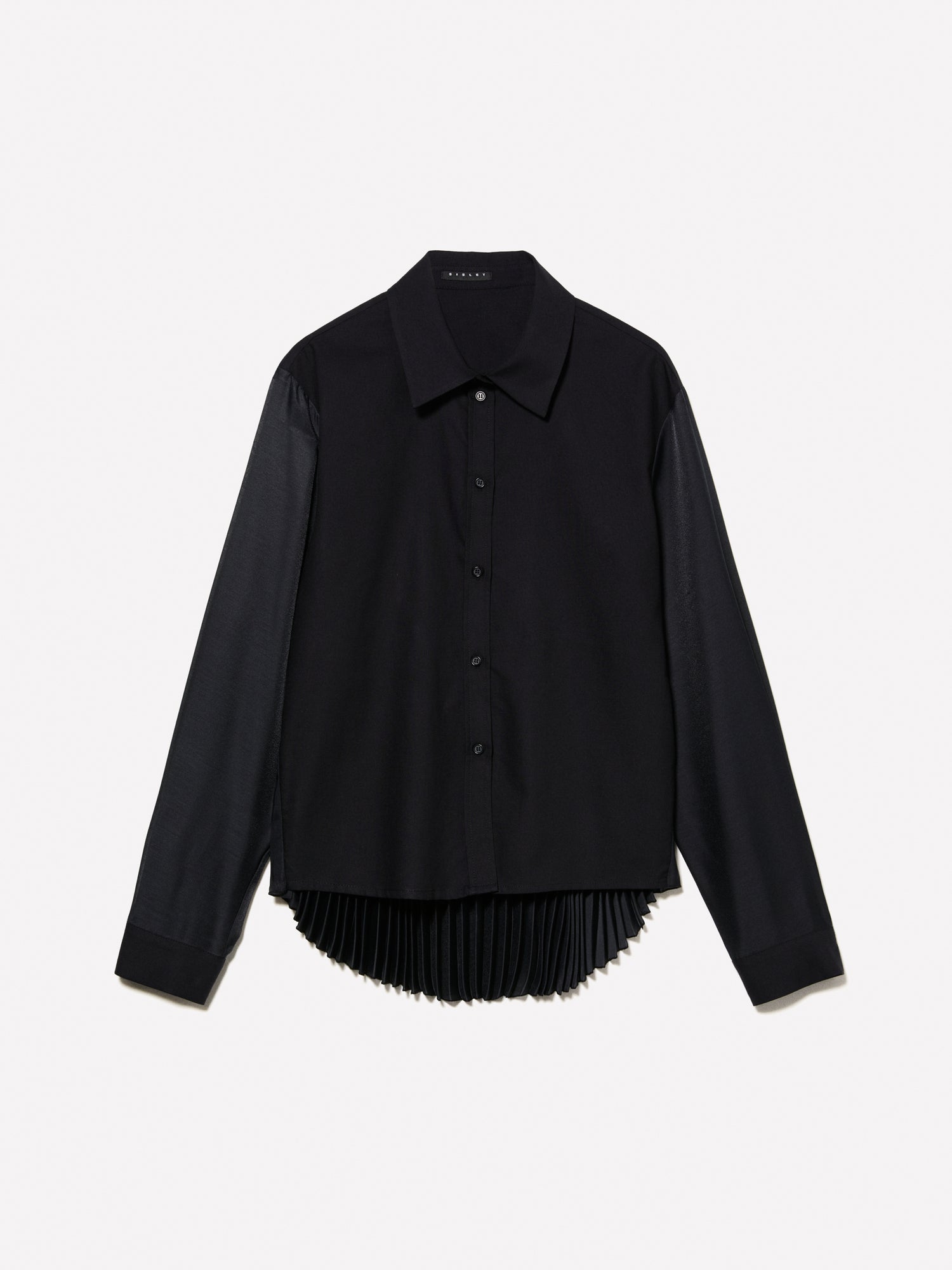 Camicia con plissé da donna nero | Sisley Outlet
