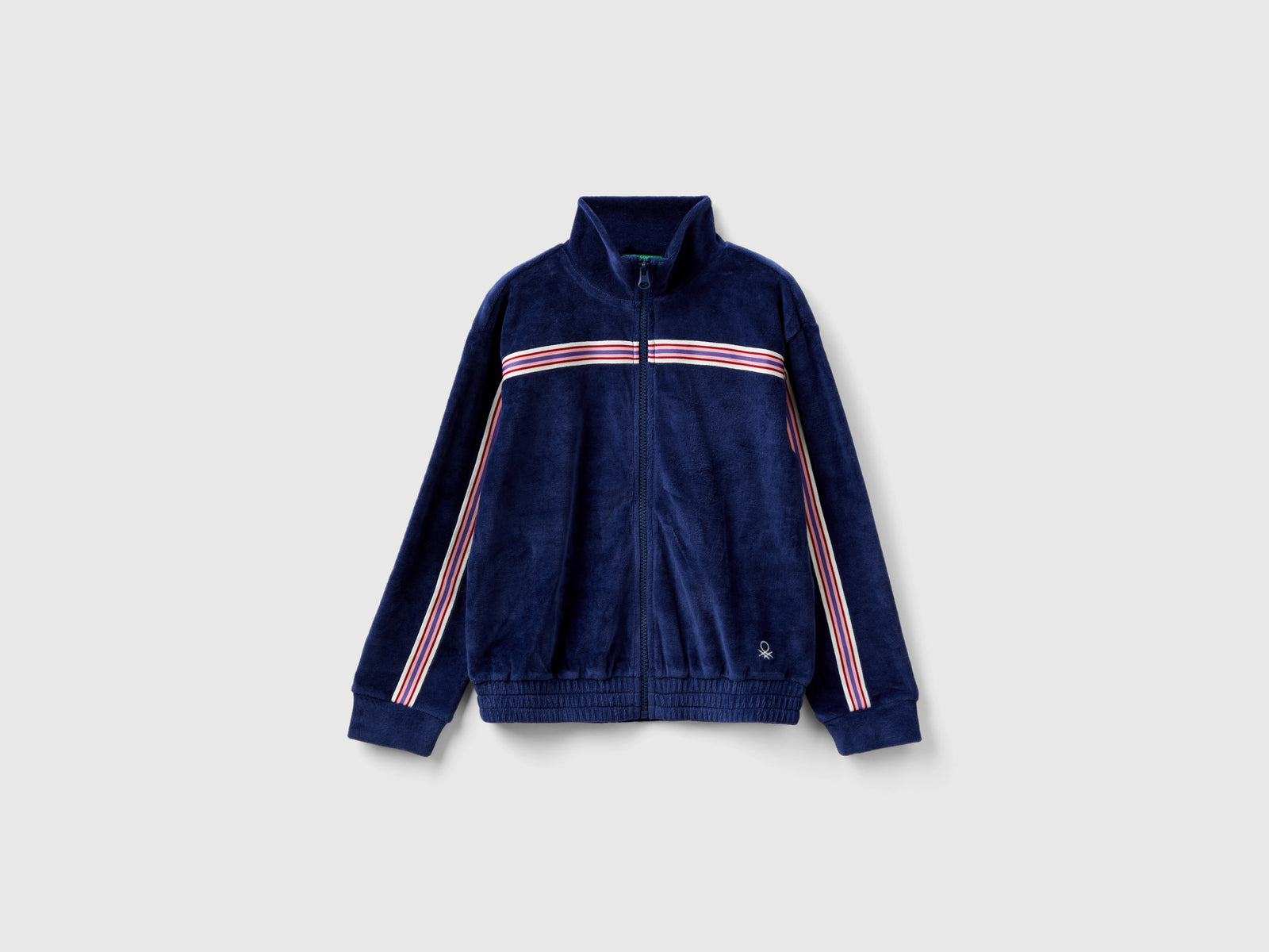 Felpa in ciniglia con collo alto da bambina blu scuro | Benetton Outlet