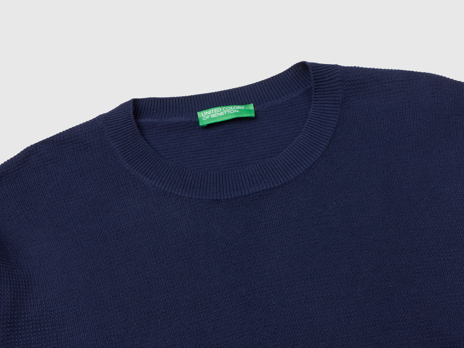Maglia girocollo 100% cotone da uomo blu scuro 3 | Benetton Outlet