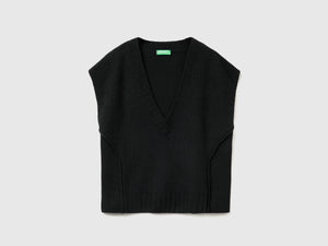 Gilet con scollo a V in misto lana