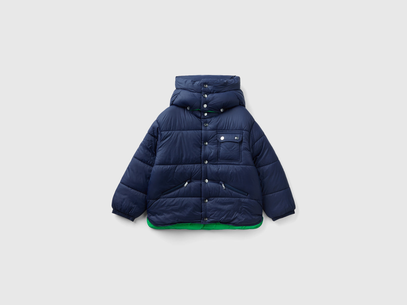 Piumino con cappuccio staccabile da bambino blu scuro | Benetton Outlet