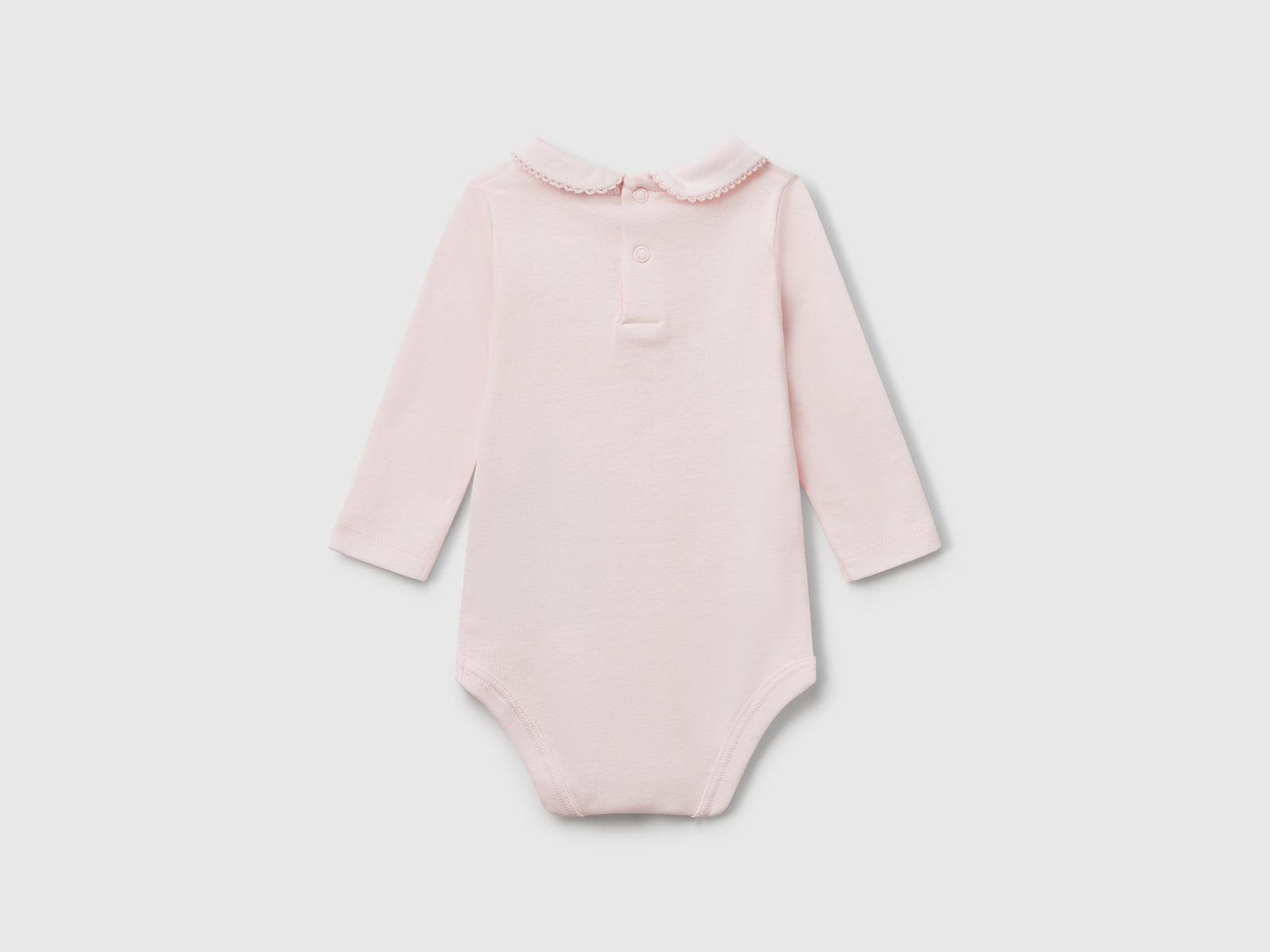 Body con colletto in cotone da neonato rosa 2 | Benetton Outlet