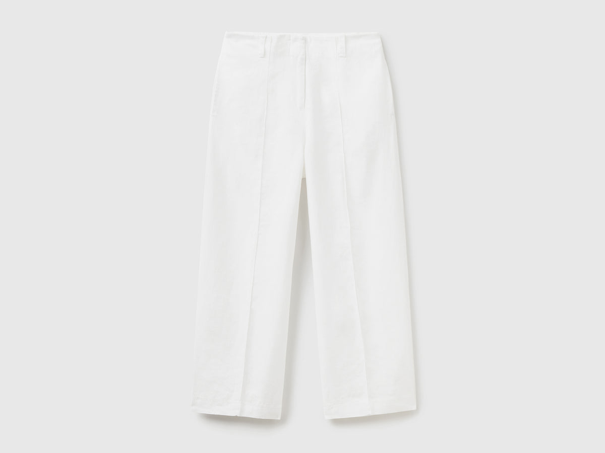 Pantaloni ampi in puro lino