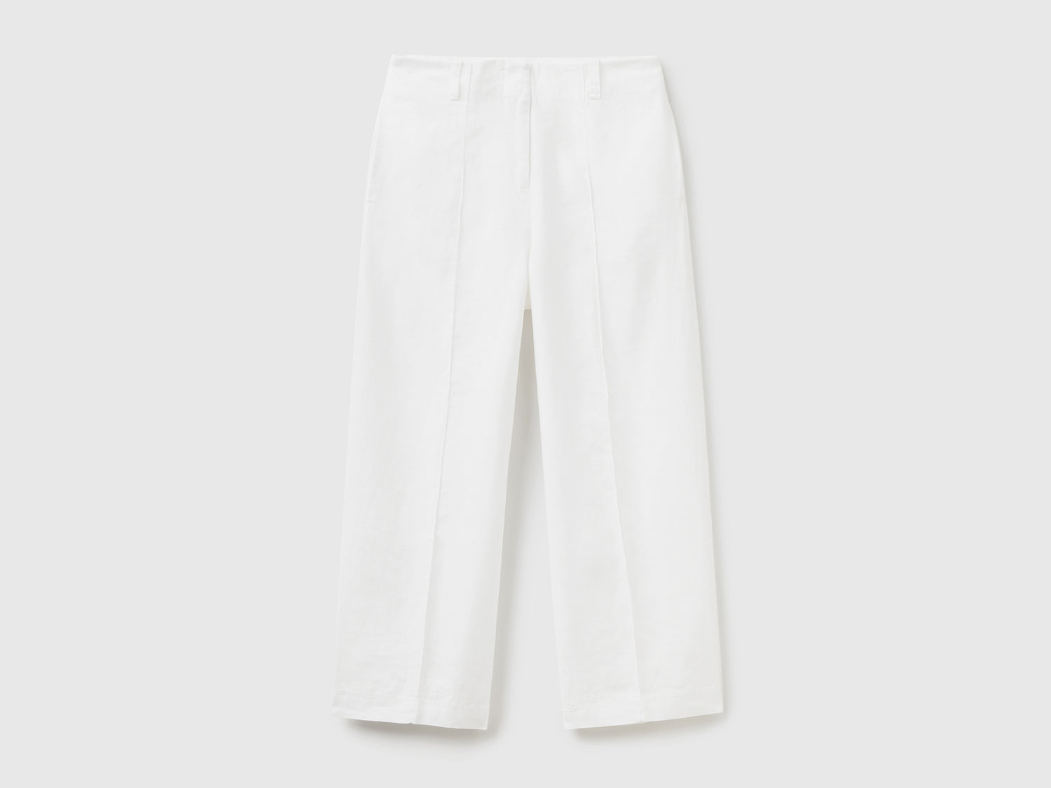 Pantaloni ampi in puro lino da donna bianco | Benetton Outlet