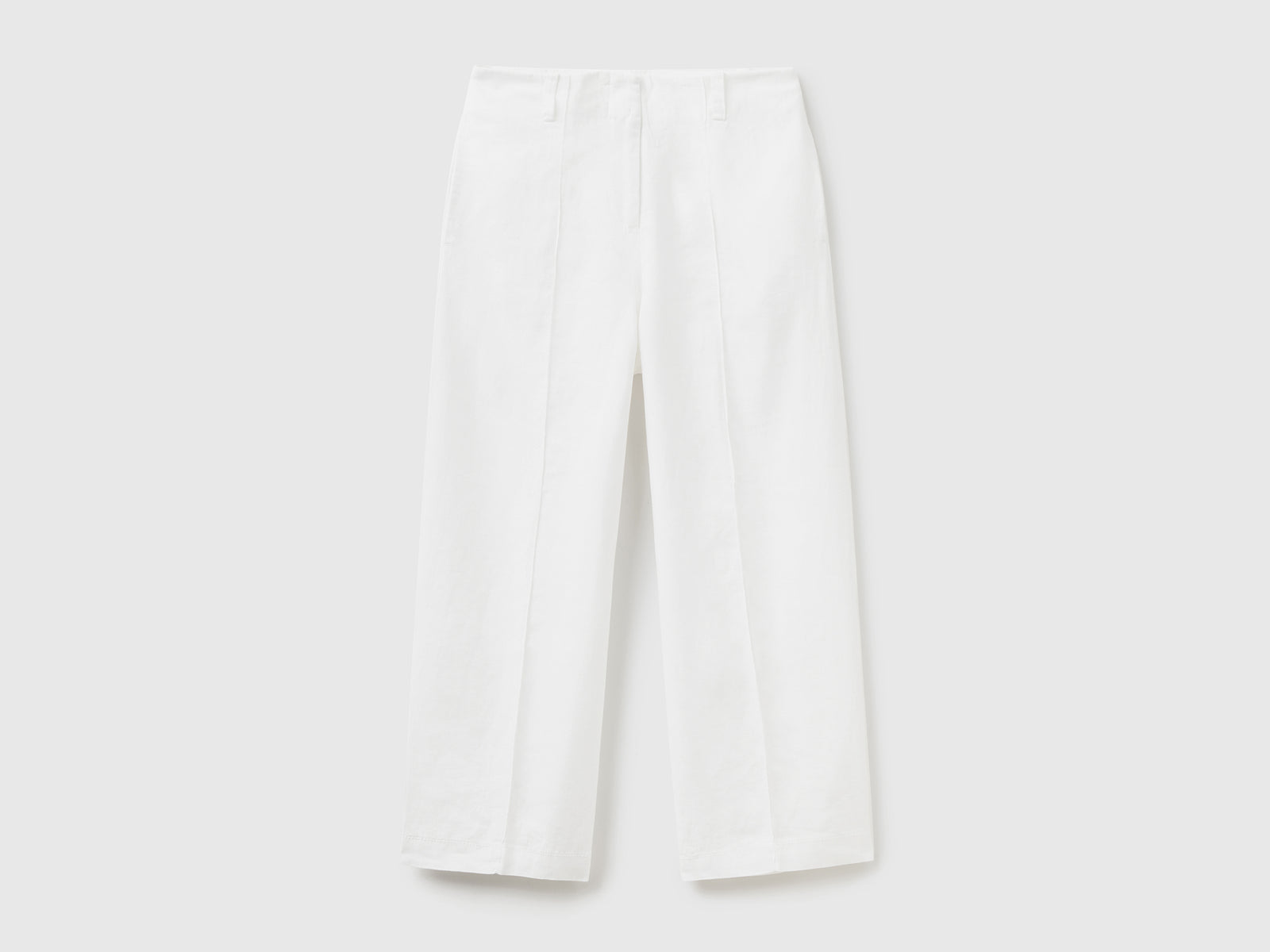 Pantaloni ampi in puro lino da donna bianco | Benetton Outlet